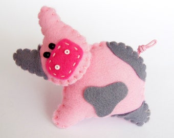 Petite broche en queue de cochon rose en feutre, bijoux pour bébé, cadeau d\u0027agriculteur, cadeau pour éleveur TinyArt